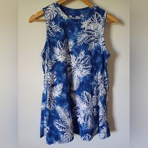 Apt 9 Blue and White Tropical Print Sleeveless Top Size Medium